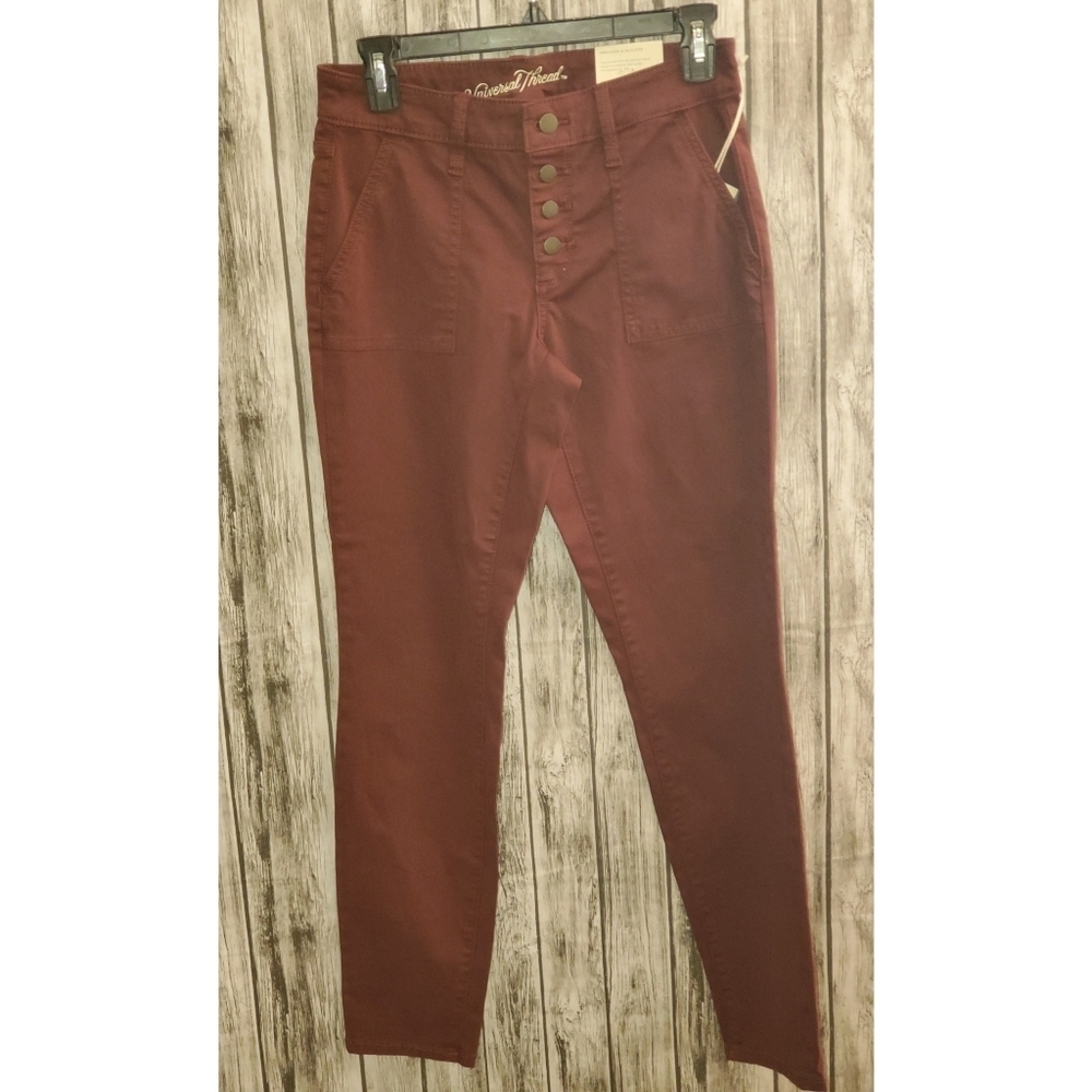 Universal Thread burgundy skinny utility jeans Size 2 - Picture 2 of 11